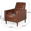 Randolph Mid-Century Modern Button Tufted Recliner, Cognac Brown and Dark Espresso