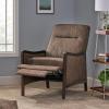 Veatch Pushback Recliner – Navy Blue/Dark Walnut(Brown + Dark Walnut)