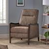 Veatch Pushback Recliner – Navy Blue/Dark Walnut(Brown + Dark Walnut)