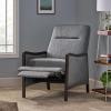 Veatch Pushback Recliner – Navy Blue/Dark Walnut(Charcoal + Dark Walnut)