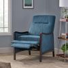 Veatch Pushback Recliner – Navy Blue/Dark Walnut(Navy Blue + Dark Walnut)