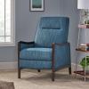 Veatch Pushback Recliner – Navy Blue/Dark Walnut(Navy Blue + Dark Walnut)