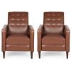 Deborah Mid-Century Modern Button Tufted Recliners (Set of 2), Cognac Brown and Dark Espresso