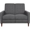 Denison Tufted Loveseat Pushback Recliner – Faux Leather – Cognac Brown/Dark Espresso(Gray + Dark Espresso)