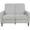 Denison Tufted Loveseat Pushback Recliner – Faux Leather – Cognac Brown/Dark Espresso(Light Gray Tweed + Dark Espresso)