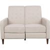 Denison Tufted Loveseat Pushback Recliner – Faux Leather – Cognac Brown/Dark Espresso(Wheat + Dark Espresso)