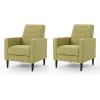 GDFStudio Christopher Knight Home Mervynn Mid-Century Modern Fabric Recliners, 2-Pcs Set, Muted Green / Dark Espresso(Muted Green / Dark Espresso)