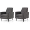GDFStudio Christopher Knight Home Mervynn Mid-Century Modern Fabric Recliners, 2-Pcs Set, Muted Green / Dark Espresso(Slate / Dark Espresso)