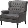 Great Deal Furniture Salome Oversized Tufted Wingback Fabric Push Back Recliner, Charcoal