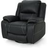Great Deal Furniture Teresa Classic Tufted Leather Swivel Recliner, Black 37.5D x 39W x 39.75H Inch