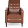 Randolph Mid-Century Modern Button Tufted Recliner, Cognac Brown and Dark Espresso