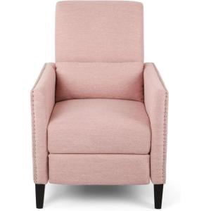 Christopher Knight Home Alexis Contemporary Fabric Push Back Recliner, Light Blush, Dark Brown