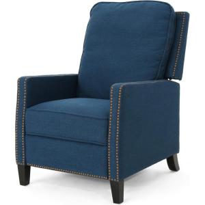 Christopher Knight Home Armstrong Recliner, Navy Blue + Dark Brown
