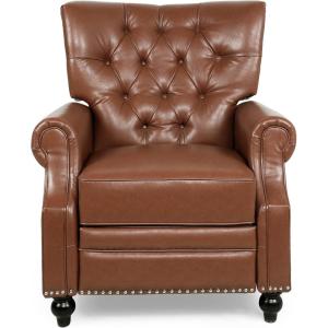 Christopher Knight Home Callade Tufted Recliner – Beige/Dark Brown(Cognac Brown + Dark Brown)