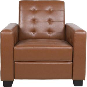 Christopher Knight Home Craigue Tufted Pushback Recliner – Faux Leather – Dark Brown/Dark Brown(Cognac Brown + Dark Brown)