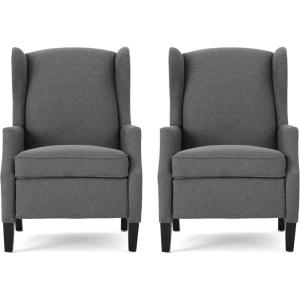 Christopher Knight Home Ellyn Fabric Recliner (Set of 2), Charcoal, Dark Brown(Charcoal  Dark Brown)