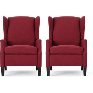 Christopher Knight Home Ellyn Fabric Recliner (Set of 2), Deep Red, Dark Brown