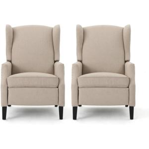 Christopher Knight Home Ellyn Fabric Recliner (Set of 2), Wheat, Dark Brown(Wheat)
