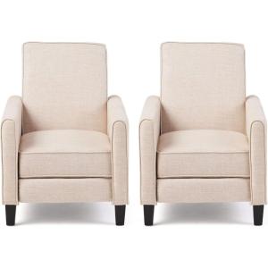 Christopher Knight Home Emmie Fabric Recliner (Set of 2), Wheat, Dark Brown(Beige  Dark Brown)