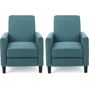 Christopher Knight Home Emmie Fabric Recliner (Set of 2), Wheat, Dark Brown(Dark Teal  Dark Brown)