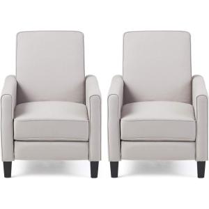 Christopher Knight Home Emmie Fabric Recliner (Set of 2), Wheat, Dark Brown(Light Gray  Dark Brown)