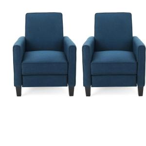 Christopher Knight Home Emmie Fabric Recliner (Set of 2), Wheat, Dark Brown(Navy Blue  Dark Brown)