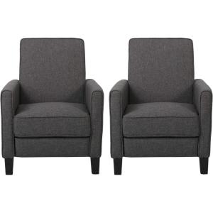 Christopher Knight Home Emmie Fabric Recliner (Set of 2), Wheat, Dark Brown(Smoke  Dark Brown)