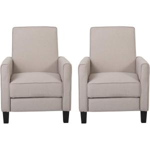 Christopher Knight Home Emmie Fabric Recliner (Set of 2), Wheat, Dark Brown(Wheat  Dark Brown)