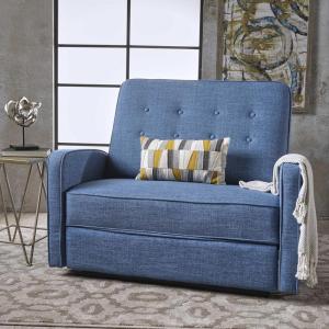 Christopher Knight Home GDFStudio Christopher Knight Home Calliope Buttoned Fabric Reclining Loveseat, Muted Blue / Black