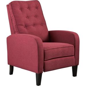 Christopher Knight Home GDFStudio Christopher Knight Home Nievis Tufted Fabric Recliner, Deep Red / Dark Brown