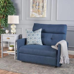 Christopher Knight Home GDFStudio Hana Plush Cushion Tufted Back Loveseat Recliner (Fabric/Navy Blue)., 37D x 46.5W x 40H in