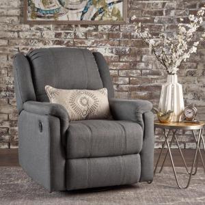 Christopher Knight Home GDFStudio Jemma Tufted Slate Microfiber Swivel Gliding Recliner Chair(Charcoal / Black)