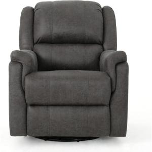 Christopher Knight Home GDFStudio Jemma Tufted Slate Microfiber Swivel Gliding Recliner Chair(Slate / Black)