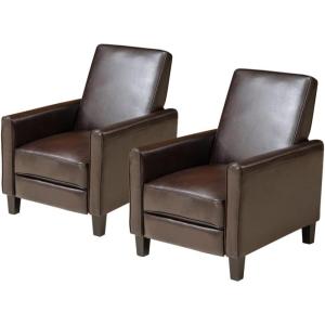 Christopher Knight Home Marshal Contemporary Bonded Leather Recliner (Set of 2), Brown and Dark Brown