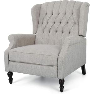 Christopher Knight Home Salome Push Back Recliner, Light Gray, Dark Brown(Light Gray  Dark Brown)