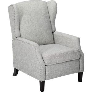 GDFStudio Weyland Wingback Traditional Fabric Recliner (Deep Red) 33.25D x 26.5W x 40H in(Light Grey Tweed)
