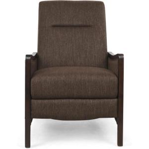 Veatch Pushback Recliner – Navy Blue/Dark Walnut(Brown + Dark Walnut)