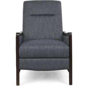 Veatch Pushback Recliner – Navy Blue/Dark Walnut(Charcoal + Dark Walnut)