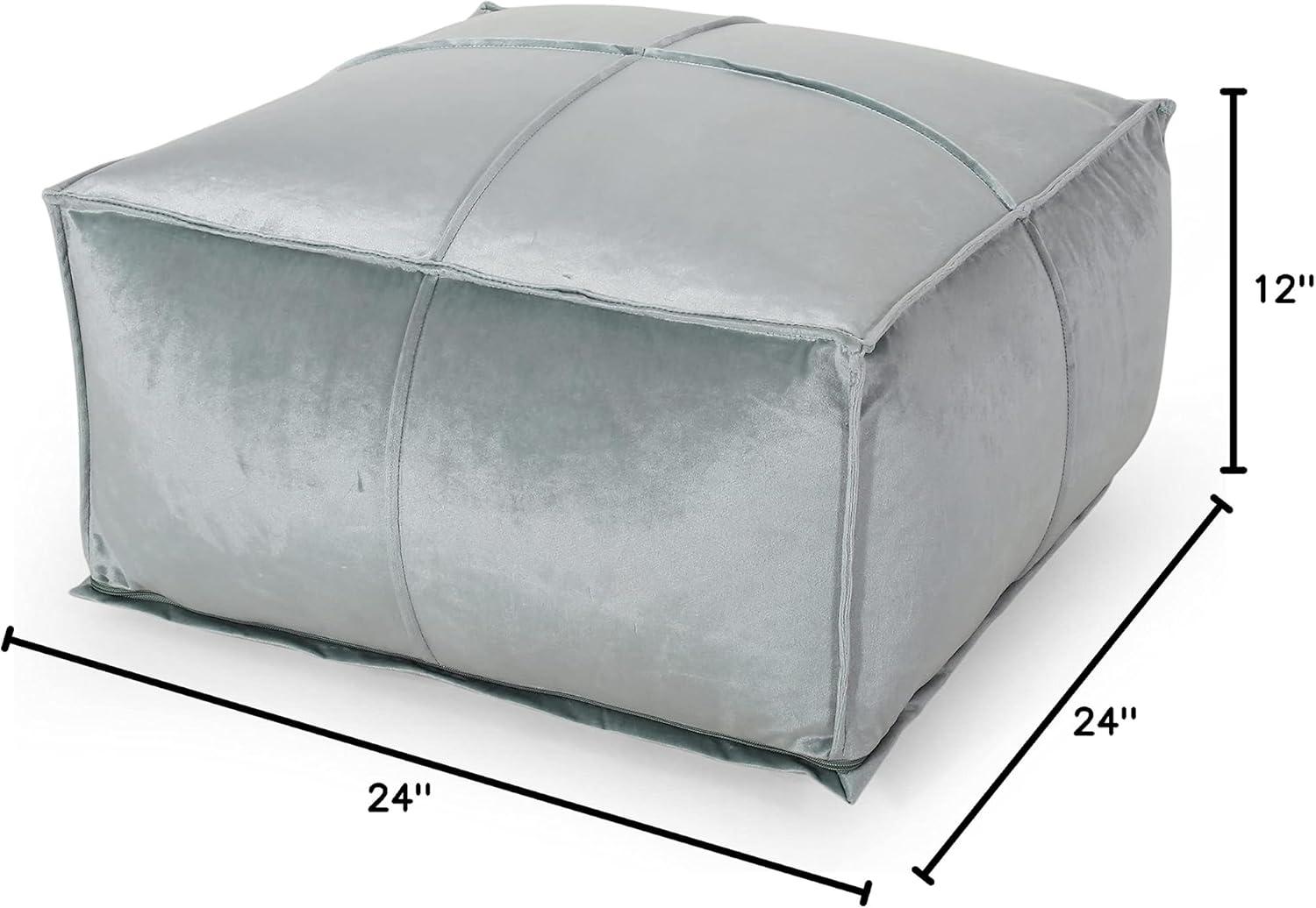 image:imageChristopher Knight Home Cytheria Smoke Velvet Square Bean Bag OttomanSeafoam Blue