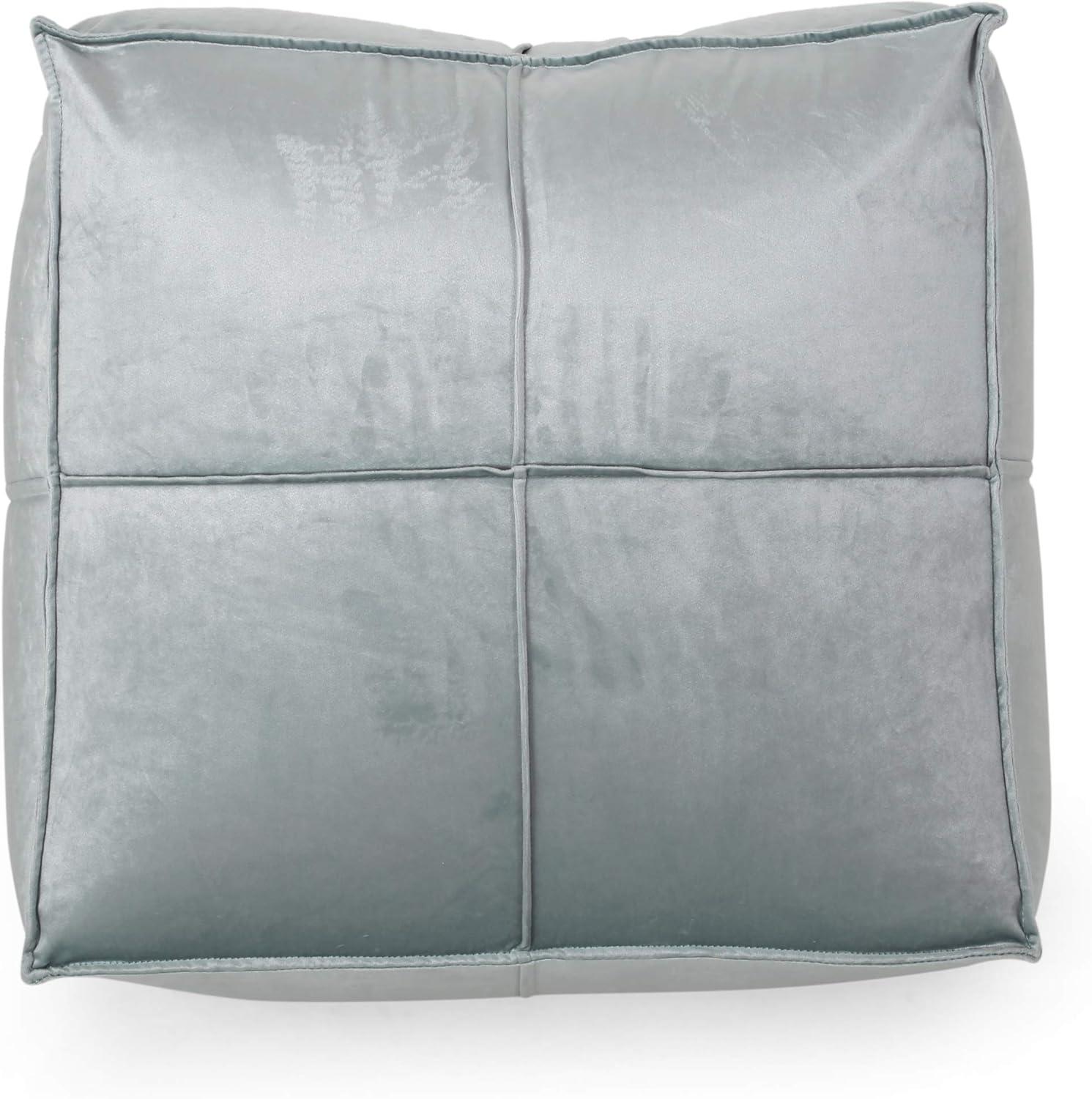 image:imageChristopher Knight Home Cytheria Smoke Velvet Square Bean Bag OttomanSeafoam Blue