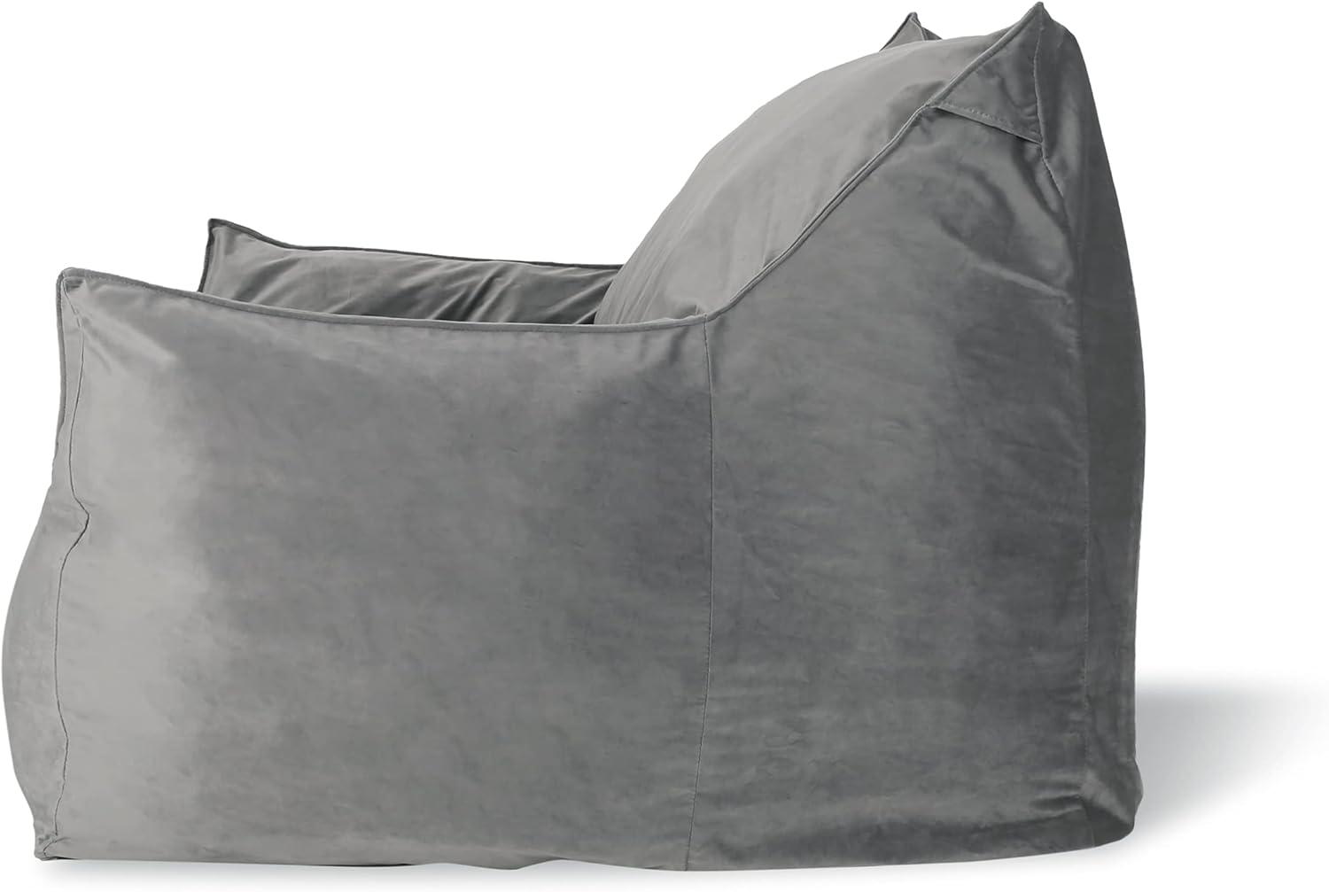 image:imageChristopher Knight Home Loubar Bean Bag Chair with Armrests Velveteen BlackGrey
