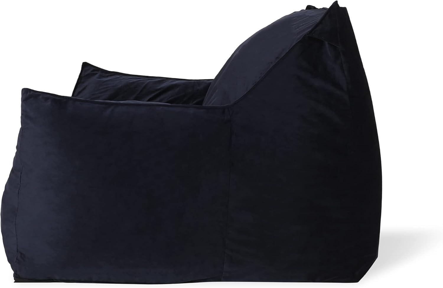 image:imageChristopher Knight Home Loubar Bean Bag Chair with Armrests Velveteen BlackMidnight Blue