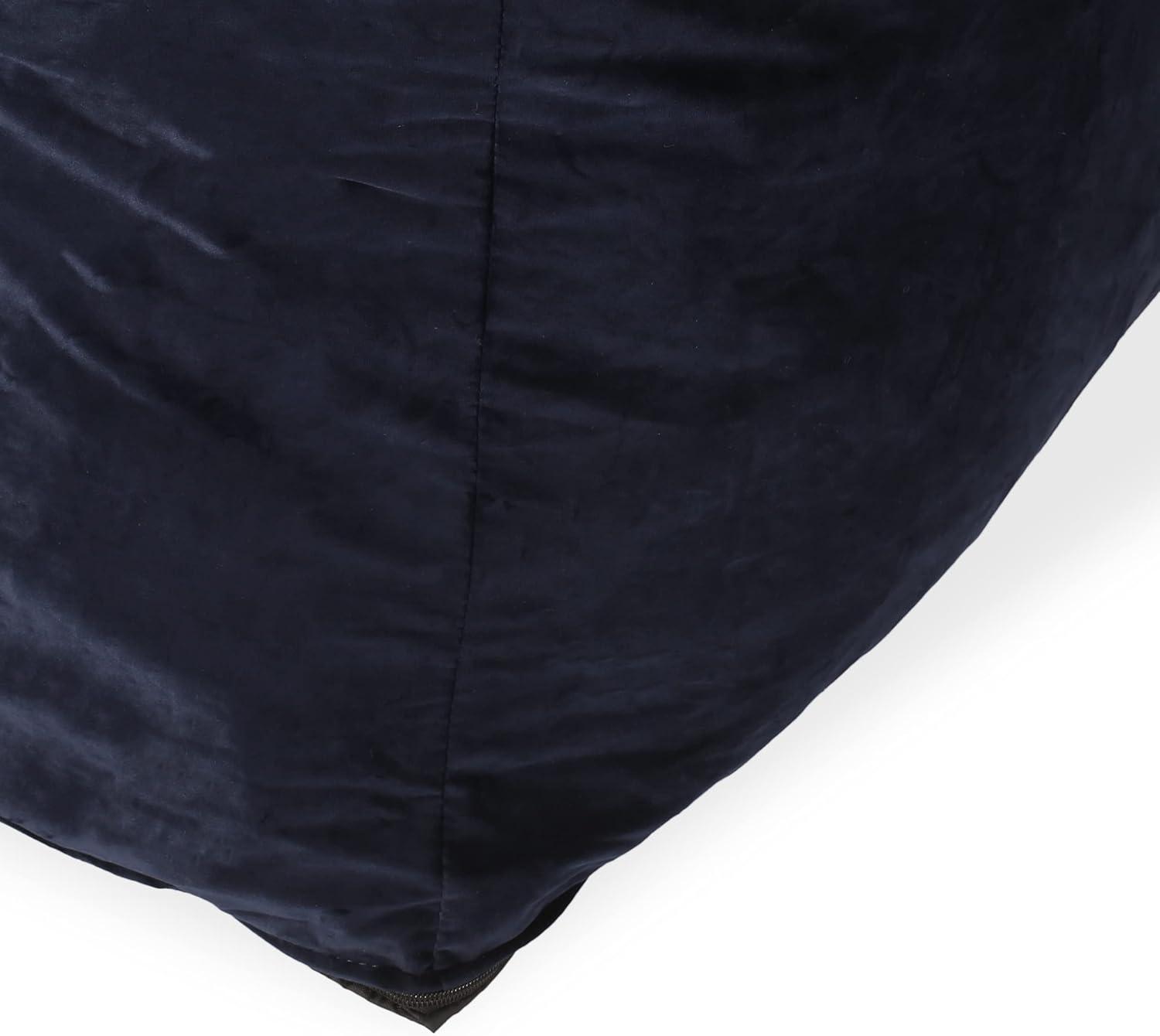 image:imageChristopher Knight Home Loubar Bean Bag Chair with Armrests Velveteen BlackMidnight Blue