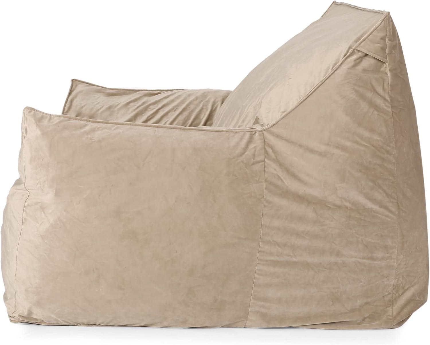 image:imageChristopher Knight Home Loubar Bean Bag Chair with Armrests Velveteen BlackTaupe