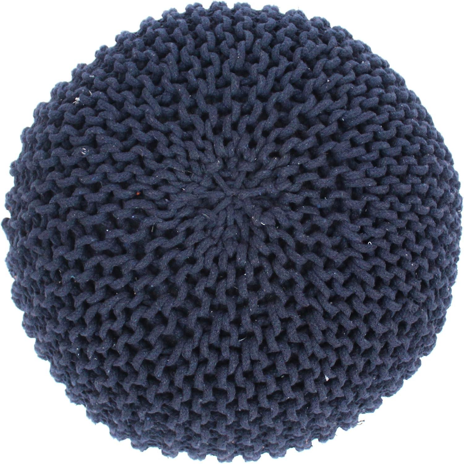 image:imageChristopher Knight Home Malibu Fabric Pouf IvoryNavy Blue
