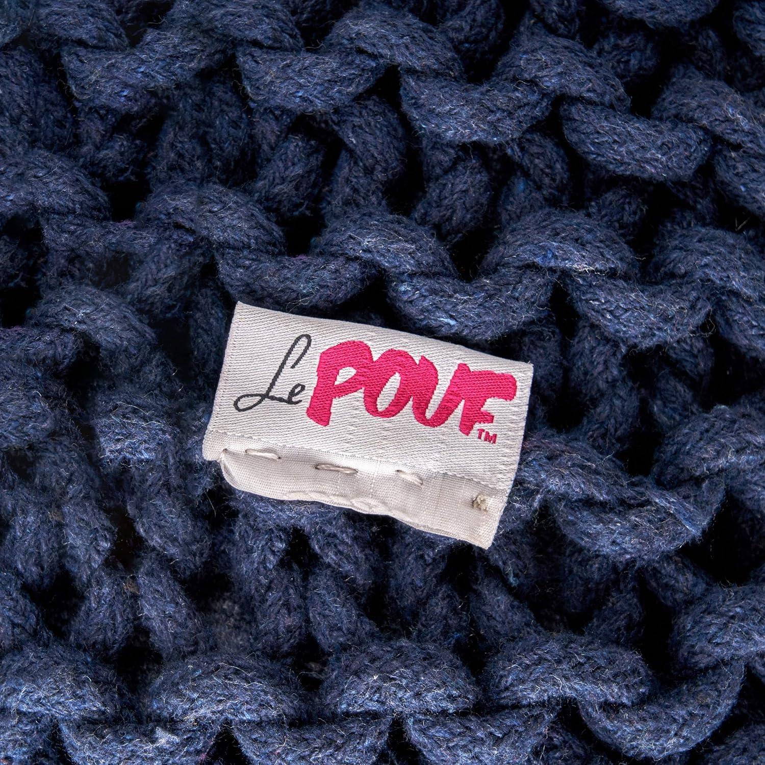 image:imageChristopher Knight Home Malibu Fabric Pouf IvoryNavy Blue