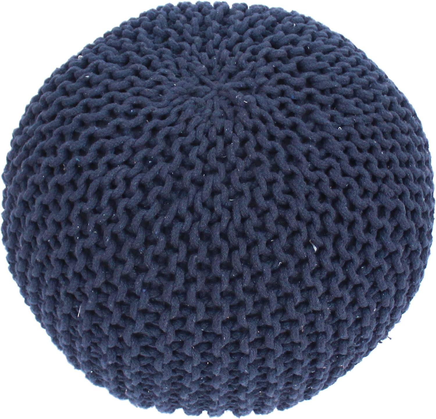 image:imageChristopher Knight Home Malibu Fabric Pouf IvoryNavy Blue