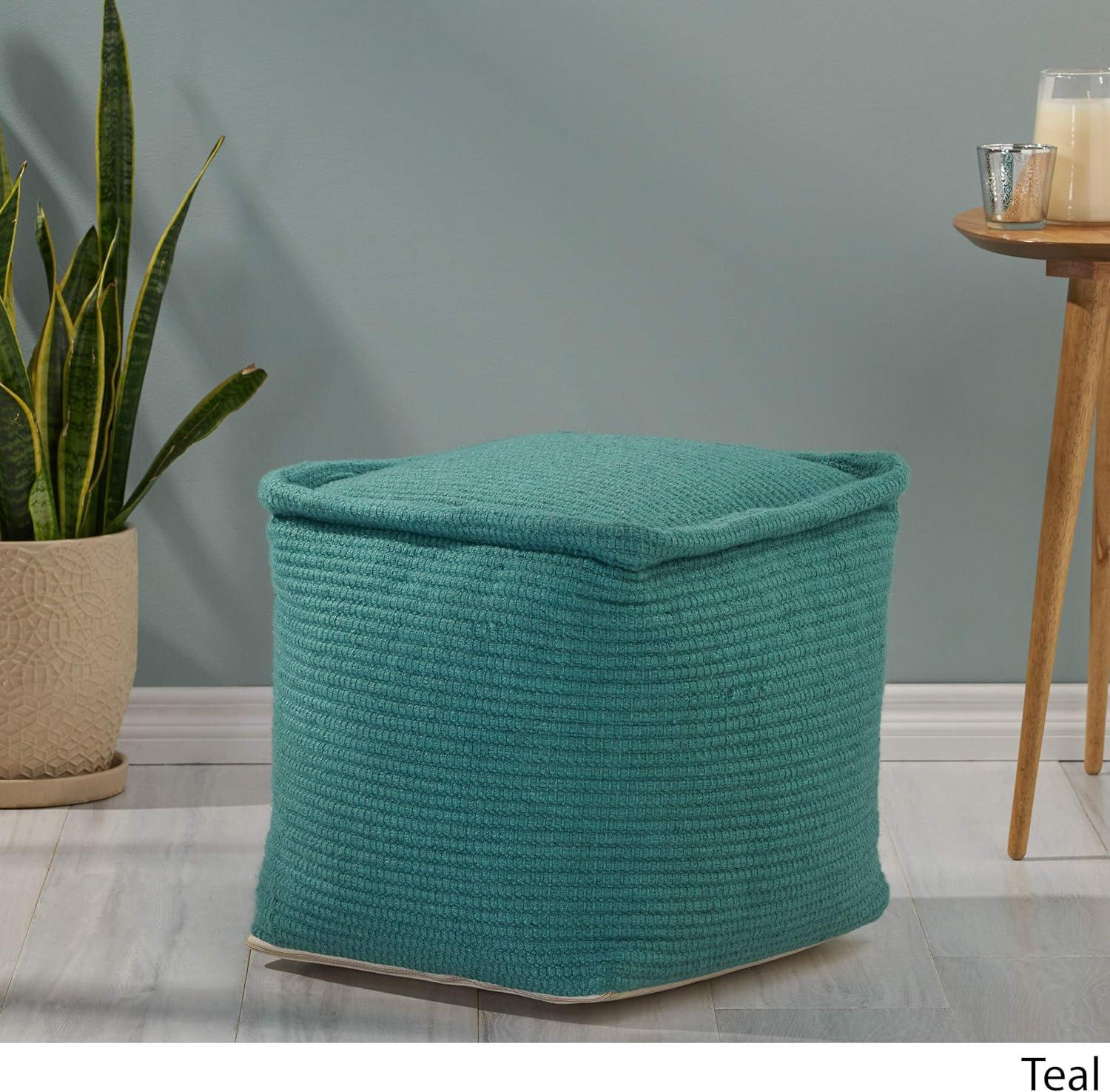 image:imageChristopher Knight Home Malibu Fabric Pouf IvoryTeal