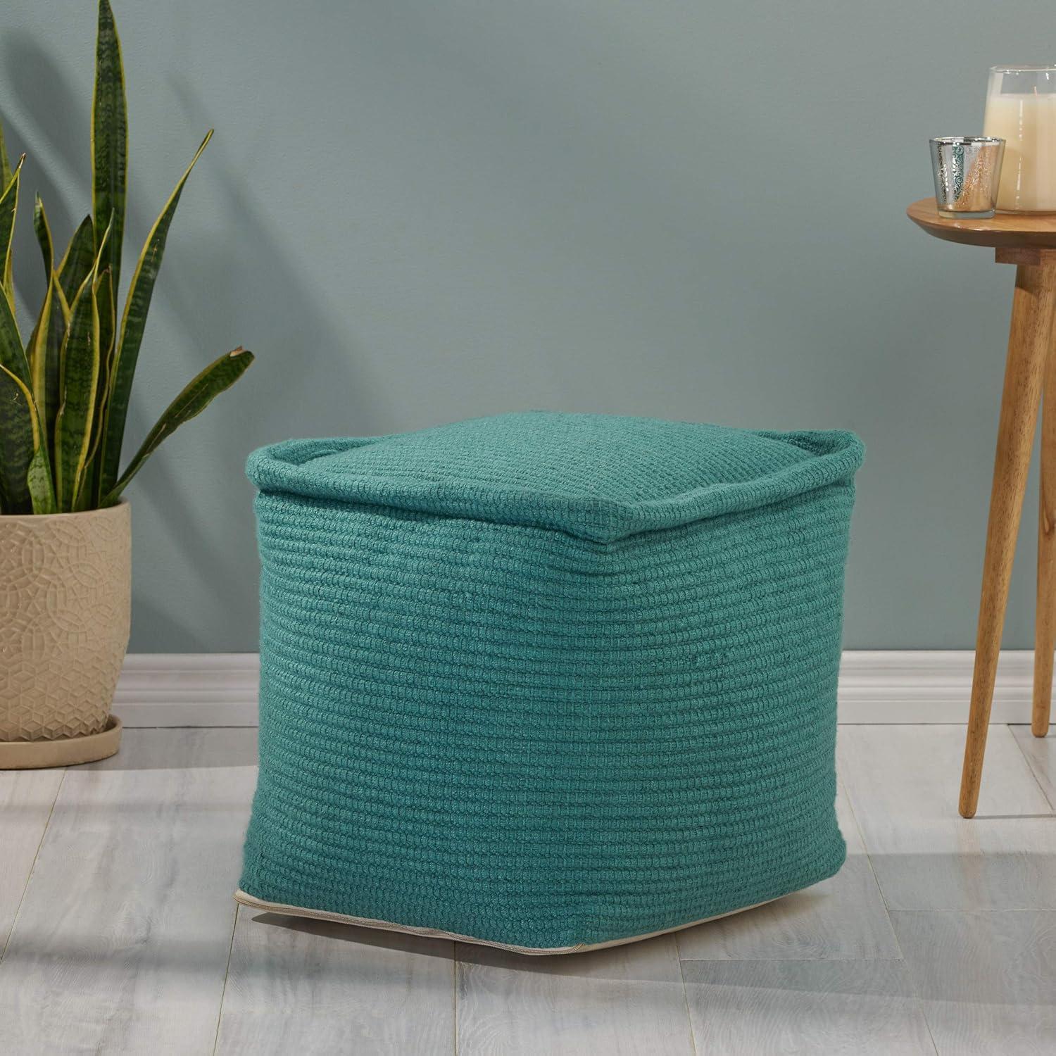 image:imageChristopher Knight Home Malibu Fabric Pouf IvoryTeal
