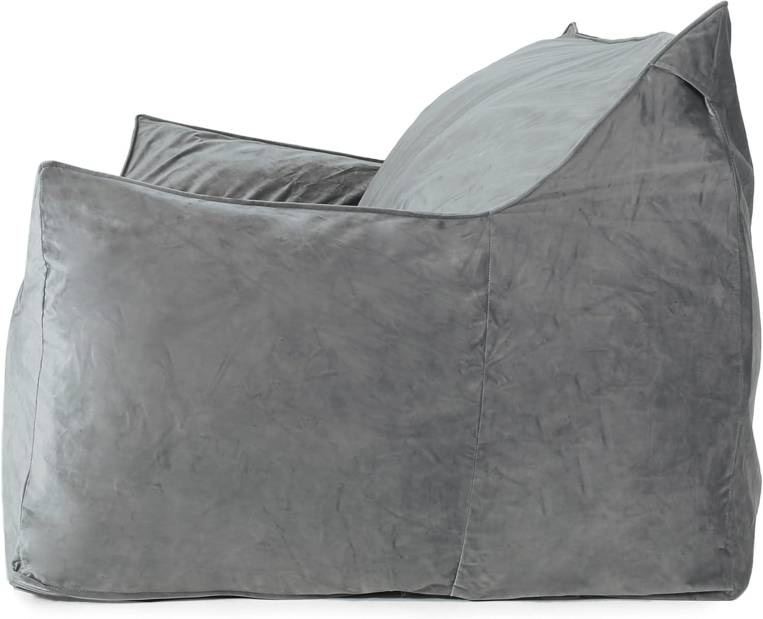image:imageChristopher Knight Home Velie 2 Seater Oversized Bean Bag Chair with Armrests Velveteen PinkGrey